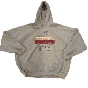 Live Simply hooded VW bus Gildan Gray and Red Graphic Sweater Sz 3x